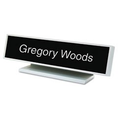 Architectural Desk Sign with Name Plate, Gray, Square Radius