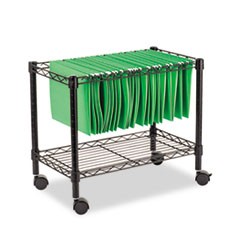 Single-Tier Rolling File Cart, 24w x 14d x 21h, Black