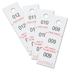 Three-Part Coat Room Checks, Paper, 1.5 x 5, White, 500/Pack