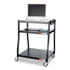 Wide Base AV Cart, Three-Shelf, 35w x 28d x 54-1/2h, Black