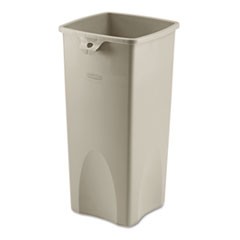 Untouchable Square Waste Receptacle, Plastic, 23 gal, Beige