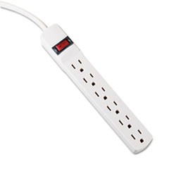 Six-Outlet Power Strip, 6 ft Cord, 1.94 x 10.19 x 1.19, Ivory