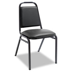 Padded Steel Stacking Chair, Supports Up to 250 lb, 18.5" Seat Height, Black Seat, Black Back, Black Base, 4/Carton