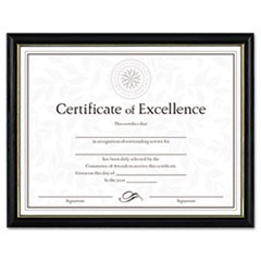 Two-Tone Document/Diploma Frame, Wood, 8.5 x 11, Black with Gold Leaf Trim