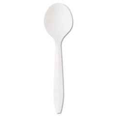 Mediumweight Polystyrene Cutlery, Soup Spoon, White, 1,000/Carton