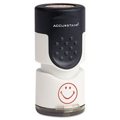 Accustamp Pre-Inked Round Stamp with Microban, Smiley, 5/8