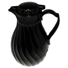 Poly Lined Carafe, Swirl Design, 40oz Capacity, Black