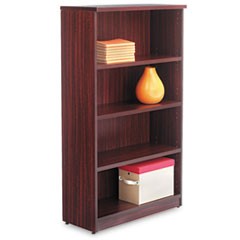 Alera Valencia Series Bookcase, Four-Shelf, 31 3/4w x 14d x 54 7/8h, Mahogany