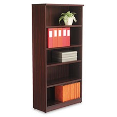 Alera Valencia Series Bookcase, Five-Shelf, 31 3/4w x 14d x 64 3/4h, Mahogany