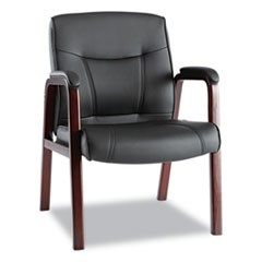 Alera Madaris Series Bonded Leather Guest Chair, Wood Trim Legs, 25.39