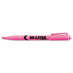 HI-LITER Pen-Style Highlighters, Fluorescent Pink Ink, Chisel Tip, Pink/Black Barrel, Dozen