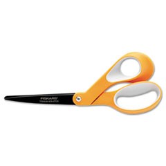 Premier Non-Stick Titanium Softgrip Scissors, 8" Long, 3.1" Cut Length, Offset Orange/Gray Handle