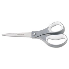 Contoured Performance Scissors, 8" Long, 3.13" Cut Length, Straight Gray Softgrip Handle