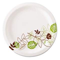 Pathways Soak-Proof Shield Mediumweight Paper Plates, 6.88" dia, Green/Burgundy, 125/Pack, 8 Packs/Carton