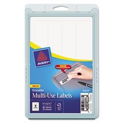 Erasable ID Labels, Inkjet/Laser Printers, 0.88 x 2.88, White, 8/Sheet, 10 Sheets/Pack