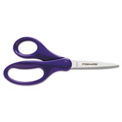 Student Scissors, Pointed Tip, 7" Long, 3" Cut Length, Straight Handles, Randomly Assorted Colors