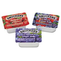 Smucker's Jam Assortment, Single Serving Packs, 0.5 oz, 200/Carton