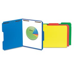 Deluxe Reinforced Top Tab Folders with Two Fasteners, 1/3-Cut Tabs, Letter Size, Blue, 50/Box