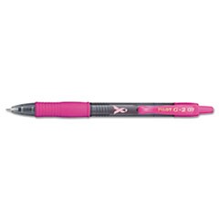 G2 Premium Breast Cancer Awareness Gel Pen, Retractable, Fine 0.7 mm, Black Ink, Translucent Pink Barrel, Dozen