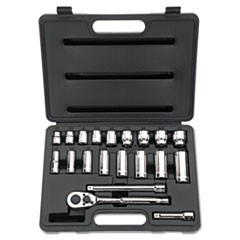 20-Piece SAE Standard/Deep Socket Set, 3/8" Drive, 12-Point Sockets