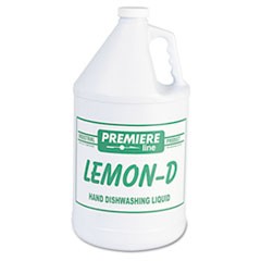 Lemon-D Dishwashing Liquid, Lemon, 1 gal, Bottle, 4/Carton