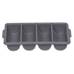 Cutlery Bin, 4 Compartments, Plastic, 11.5 x 21.25 x 3.75, Gray