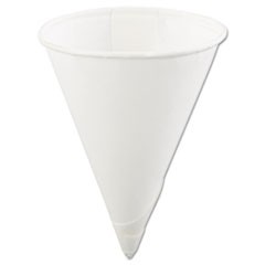 Rolled Rim Paper Cone Cups, 4oz, White, 200/Bag, 25 Bags/Carton