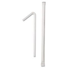 Wrapped Flex Straws, 7.75", Polypropylene, White, 10,000/Carton