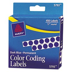 Handwrite-Only Permanent Self-Adhesive Round Color-Coding Labels in Dispensers, 0.25