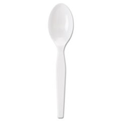 Individually Wrapped Mediumweight Polystyrene Cutlery, Teaspoons, White, 1,000/Carton