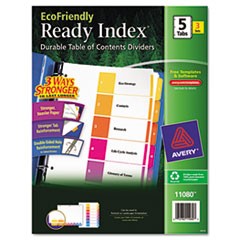 Customizable Table of Contents Ready Index Dividers with Multicolor Tabs, 5-Tab, 1 to 5, 11 x 8.5, White, 3 Sets