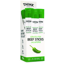 Jalapeno 100% Grass-Fed Beef Sticks, 1 oz Individually Wrapped Sticks, 20/Carton