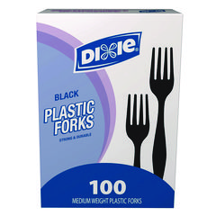 Plastic Cutlery, Heavy Mediumweight Forks, Black, 1,000/Carton