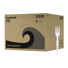 Mediumweight Polystyrene, Fork, White, 10 Boxes of 100/Carton