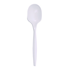 Mediumweight Polypropylene Cutlery, Soup Spoon, White, 1000/Carton