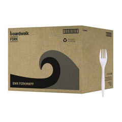 Mediumweight Polypropylene Cutlery, Fork, White, 1000/Carton