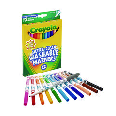 Ultra-Clean Washable Markers, Fine Bullet Tip, Assorted Colors, Dozen