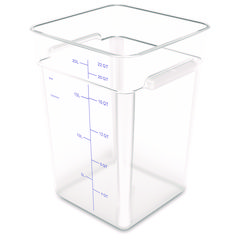 Squares Polycarbonate Food Storage Container, 22 qt, 11 13 x 11.13 x 15.72, Clear, Plastic