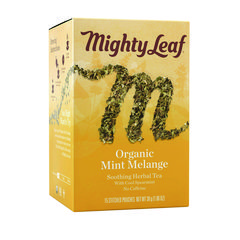 Whole Leaf Tea Pouches, Organic Mint Melange, 15/Box