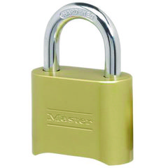 Resettable Combination Padlock, 2" Wide, Brass