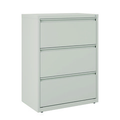 Lateral File, 3 Legal/Letter-Size File Drawers, Light Gray, 30" x 18.62" x 40.25"