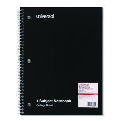 Wirebound Notebook, 1-Subject, Medium/College Rule, Black Cover, (100) 11 x 8.5 Sheets