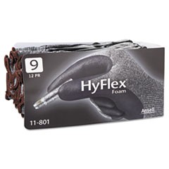 HyFlex Foam Gloves, Dark Gray/Black, Size 9, 12 Pairs