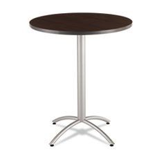 CafeWorks Table, Bistro-Height, Round, 36" x 42", Walnut Top, Silver Base