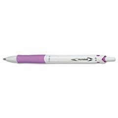 Acroball PureWhite Advanced Ink Hybrid Gel Pen, Retractable, Fine 0.7 mm, Black Ink, White/Purple Barrel