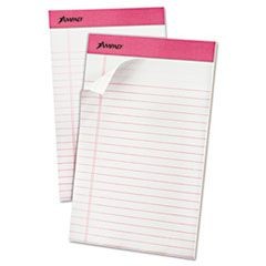 Pink Writing Pads, Narrow Rule, 5 x 8, White, 50 Sheets, 6/Pack