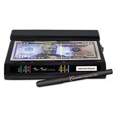 Tri Test Counterfeit Bill Detector with Pen, U.S.; Canadian; Mexican; EU; UK; Chinese Currencies, 7 x 4 x 2.5, Black