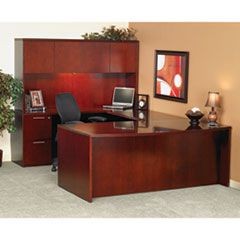 Luminary Series Wood Veneer Bow Front Desk Shell, 72w x 42d x 29h, Cherry