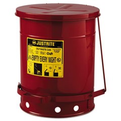 Red Oily Waste Can, 10gal, Lever Lid