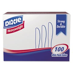 Plastic Cutlery, Heavyweight Knives, White, 100/Box